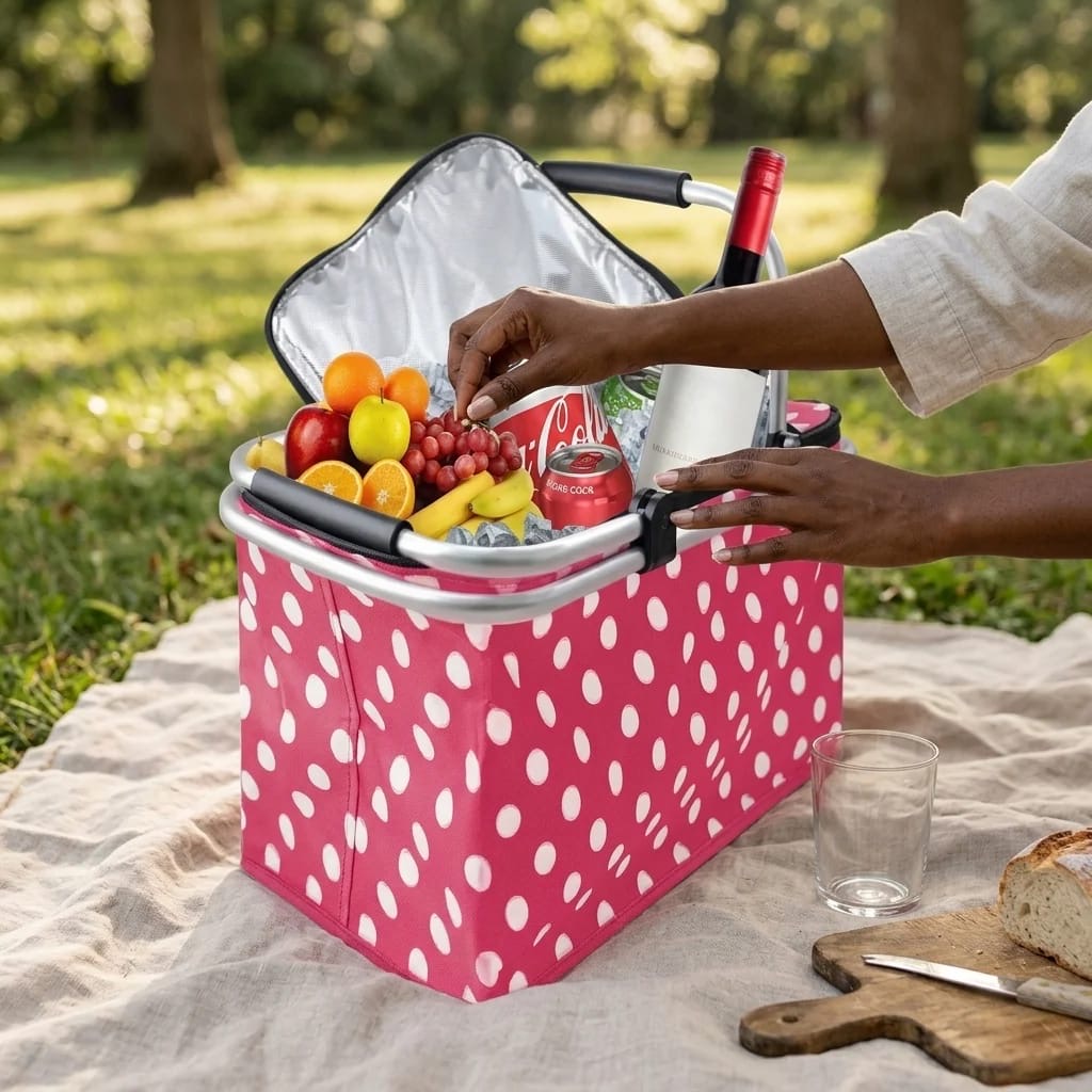 Large bag collapsible picnic basket