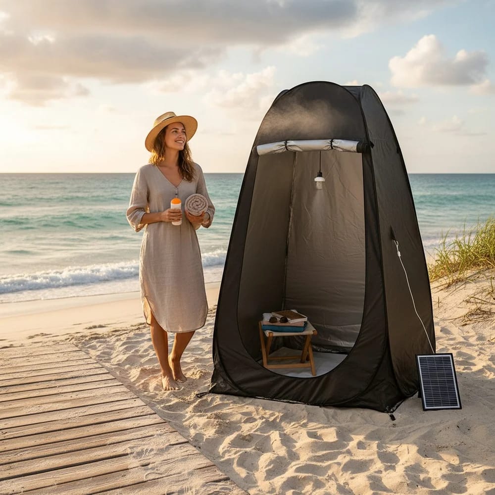 Pop up shower toilet tent