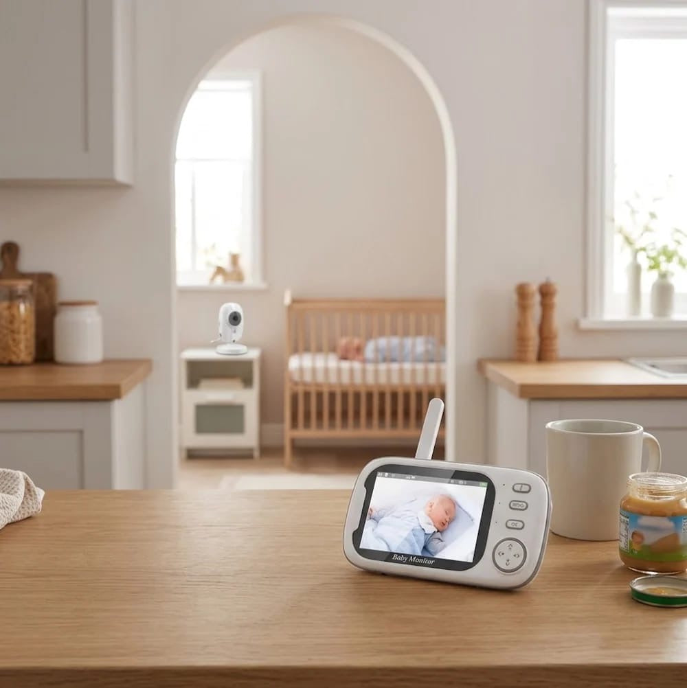 Wireless video baby monitor with LCD screen