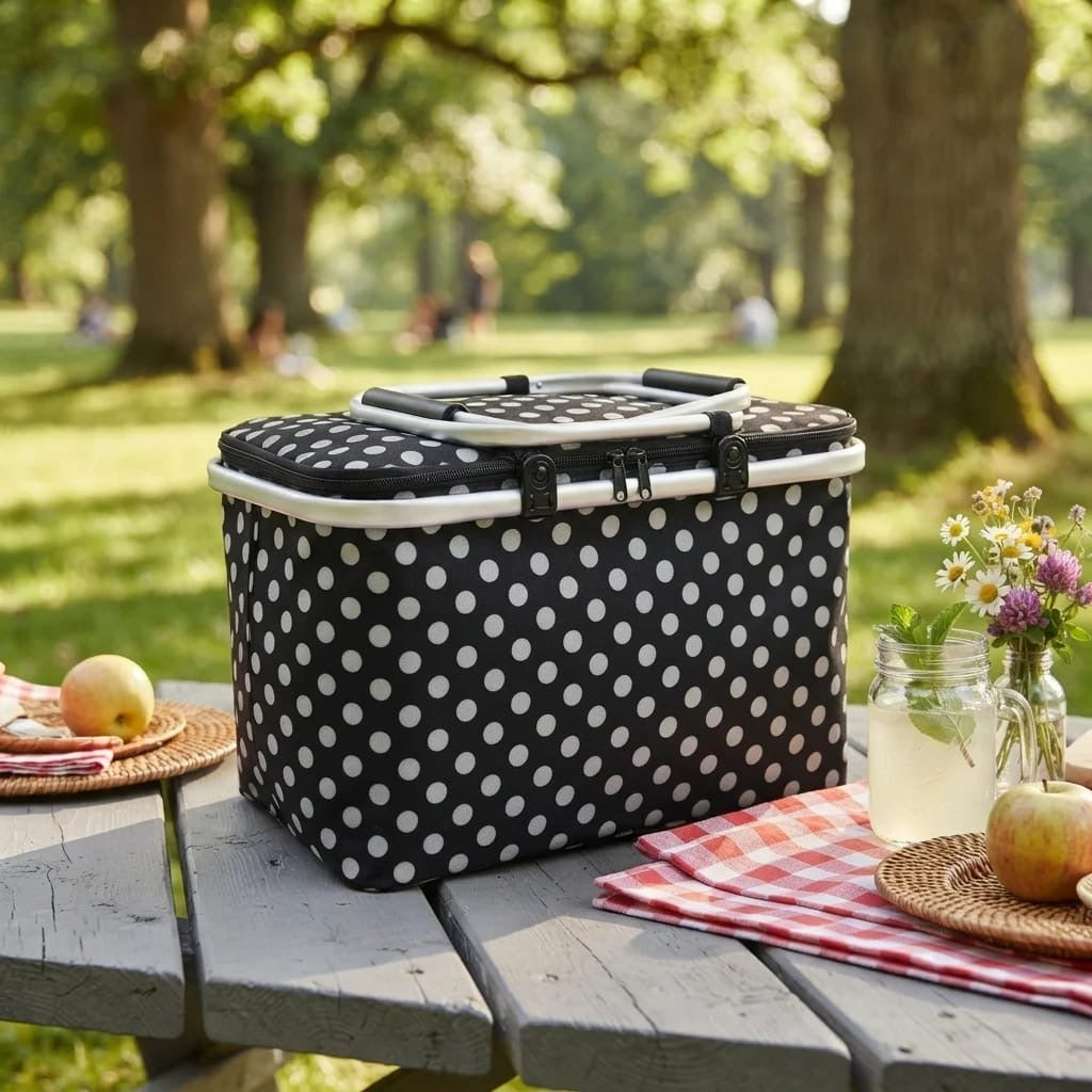 Large bag collapsible picnic basket