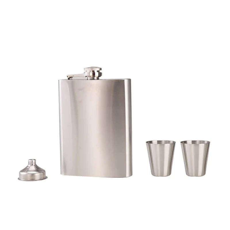 Hip flask and funnel set- stainless steel pocket whisky flask